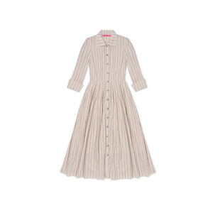 BURU Pink Label Long Sleeve Shirtdress Ivory Ticking Stripe Maxi Dress Med $330